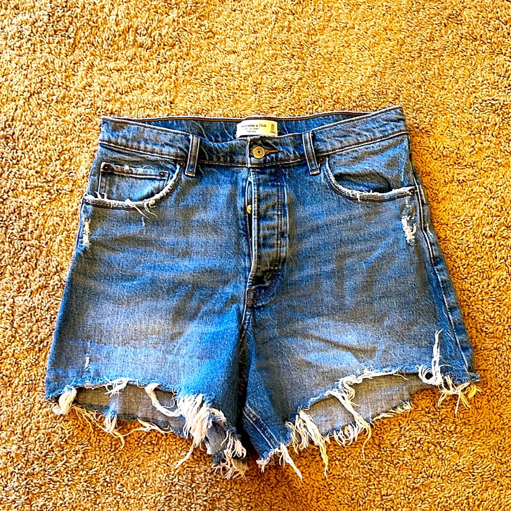 Abercrombie & Fitch Blue Distressed Denim Jean Shorts